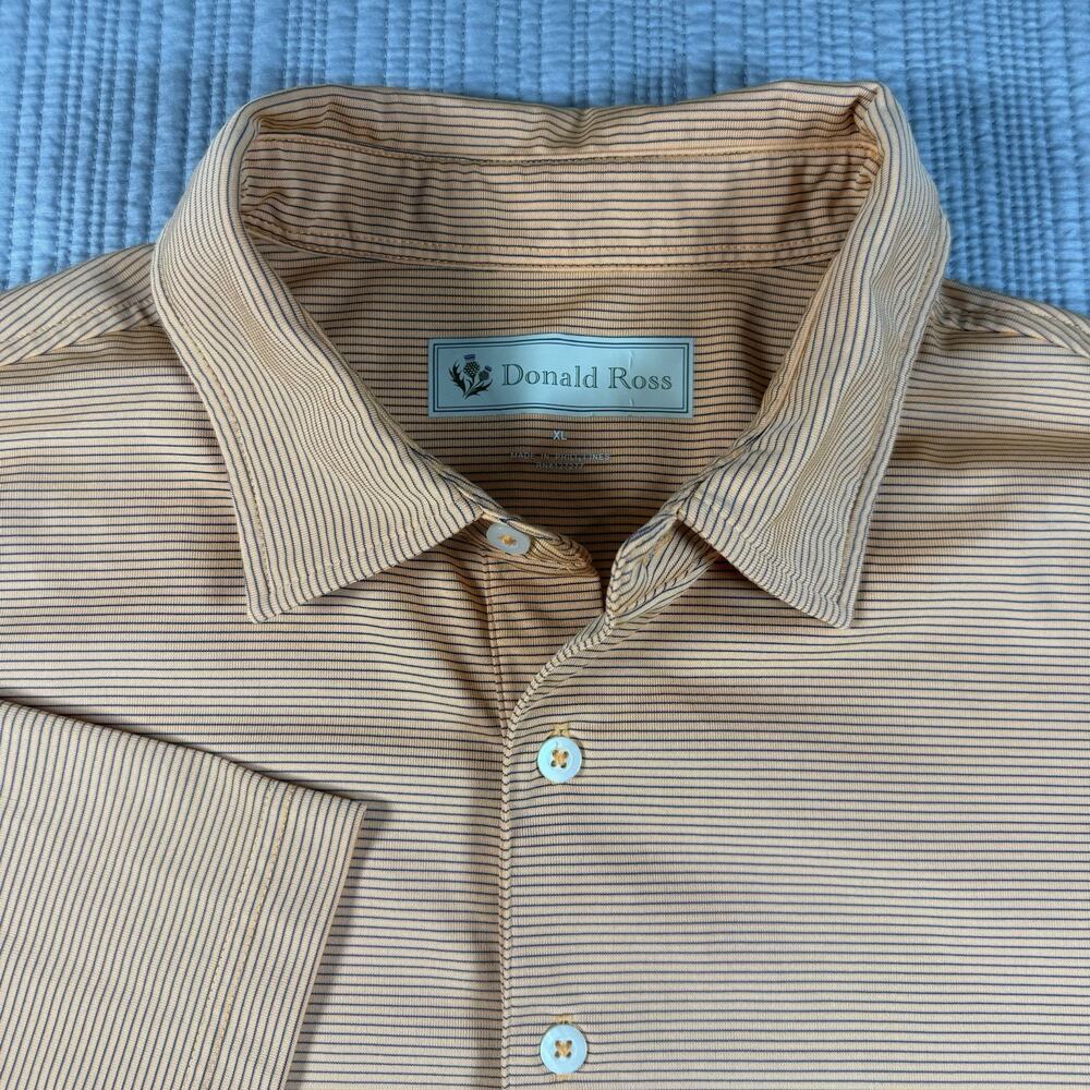 Donald Ross Polo Shirt Golf Men’s XL Orange Black Stripes Outdoor Country Club